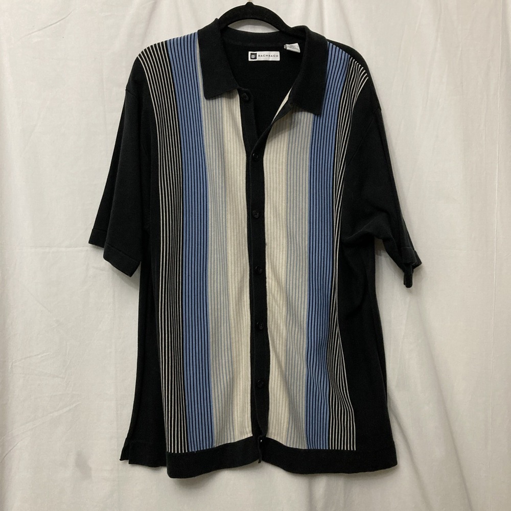 Bachrach Men Multicolor Silk Blend Striped Short Sleeve Button Up Shirt - SZ XL